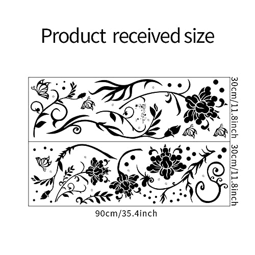 Rofarso Plants Flowers Black Vine Butterflies Pvc Wall Stickers Removable Wall Decals Art Decorations Decor For Bedroom Living Room Murals #TOP4