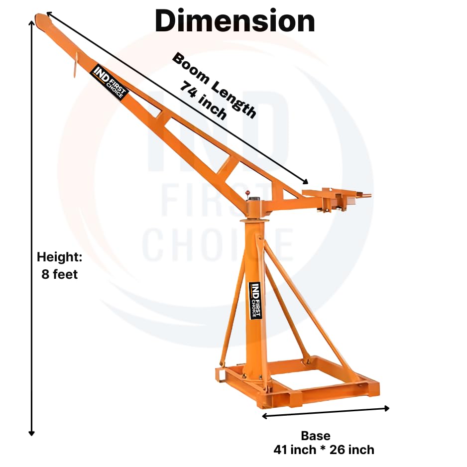 Image of IND Mini Crane 500 Kg Monkey Hoist | Portable 53-55 Kg Frame | Electric Clutch Winch | 7 mm x 30 M Wire Rope | Building Material Lifting Machine | with electric hoist
