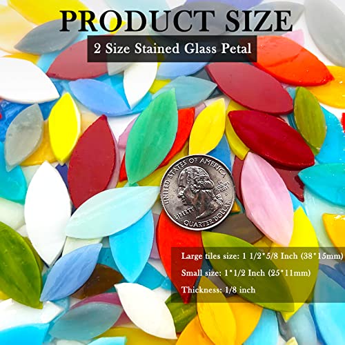 Litmind 120 Pieces Mosaic Tiles, Precut Stained Glass Petal Leaves For Crafts, Mosaic Making Supplies Ceramic Tiles - Include 2Pcs Diamond Needle File Set #TOP2