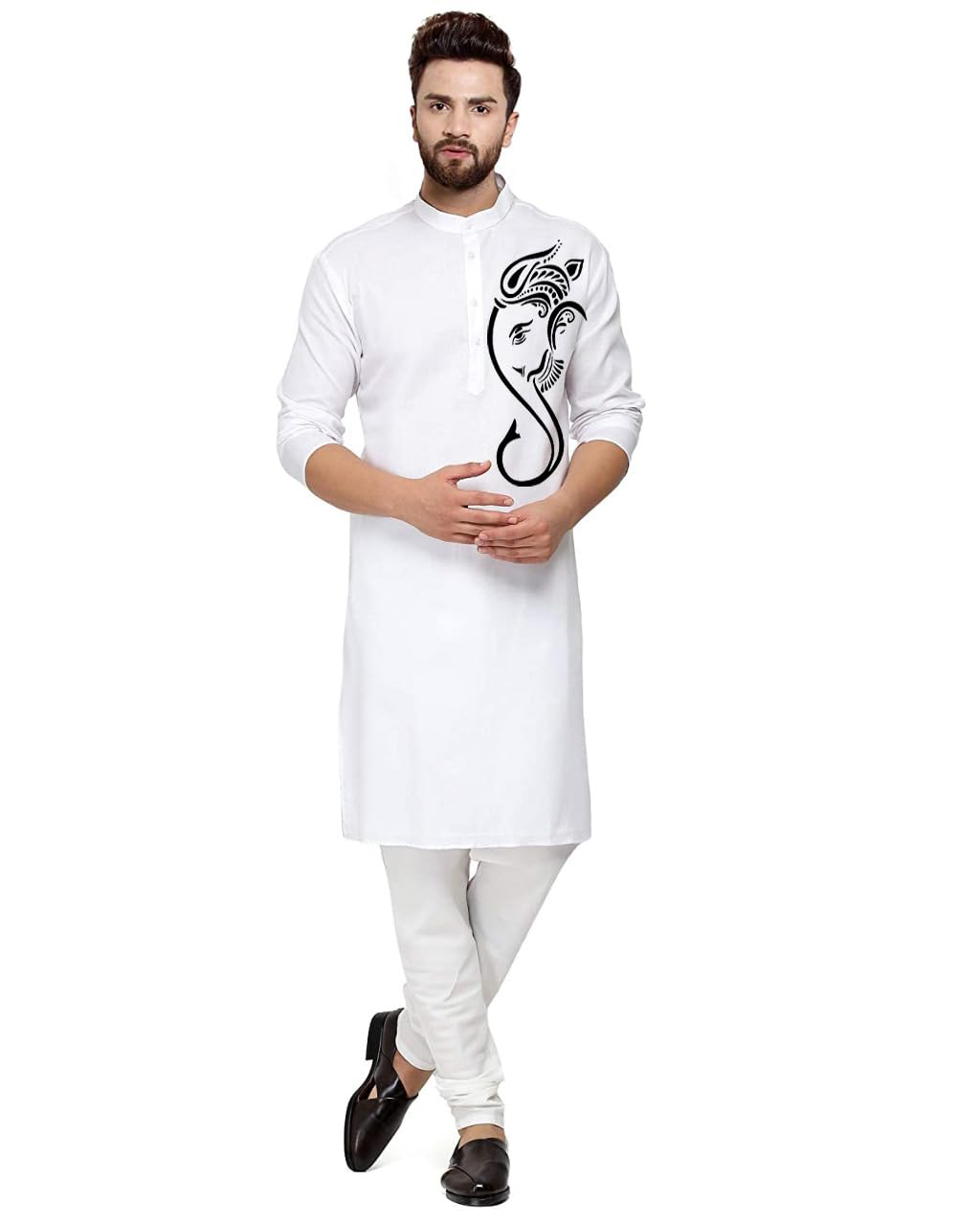 Cotton Blend Digital Print Kurta Pyjama Set || Ganesha Print