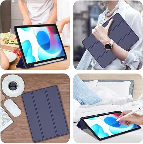 Image of TGK Trifold Flip Case Cover for realme Pad 10.4 inch Smart Flexible with Pencil Holder (Blue)