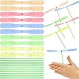 NUOBESTY 40pcs Hand Helicopter Set, Bamboo Dragonfly Helicopter Toy 40 Propeller 40 Rod Flying Props Hand Flying Disc Launcher