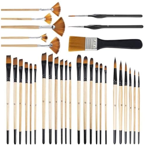 32 PCS Art Paint Brush Set for Watercolor Painting Acrylic Painting Oil Painting Multifunction Artists Paint Brushes Set Nylon for Artists & Adults Craft Paintbrushes for Beginners in Art
