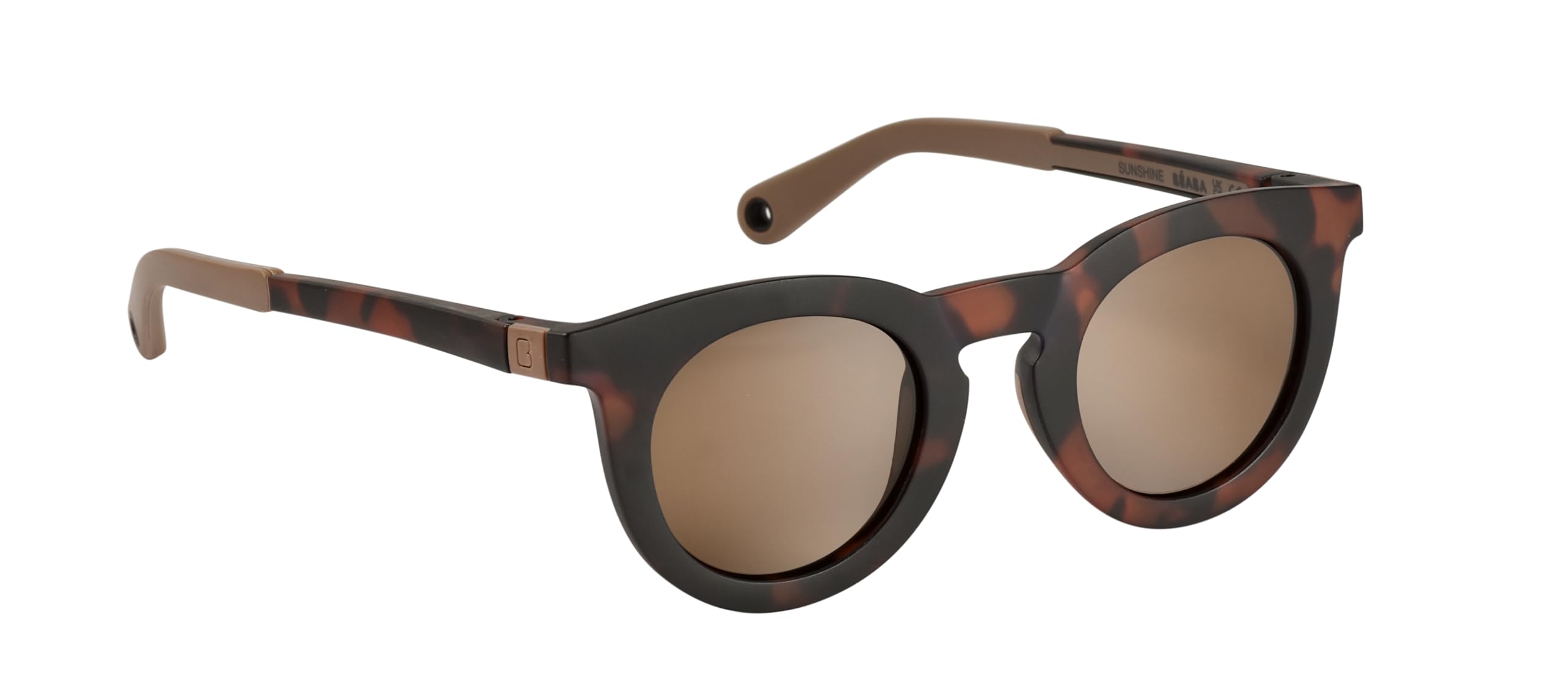 BÉABA, Sunglasses for Children 4-6 Years, 100% UV Protection - CAT 3, Side Protection, Optimal Comfort, 360° Adjustable Temples, Adaptable to The Eyes, Retro Collection, Sunshine Dark Tortoise