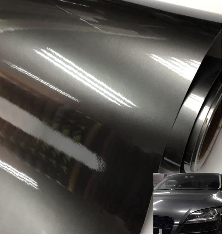 Image of CREON Polyvinyl Chloride Wrap for Car & Bike Self Adhesive Wrap Sheet Sticker & Decal Roll Film Auto Car Vehical Air Release (1 feet x 5 feet, Grey Gloss Metallic)