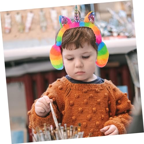 Didiseaon Unicorn Earmuffs Unicorn with Babies Cartoon Hard Hat Ear Muffs Unicorn Hat Ear Muffs Winter Costume3
