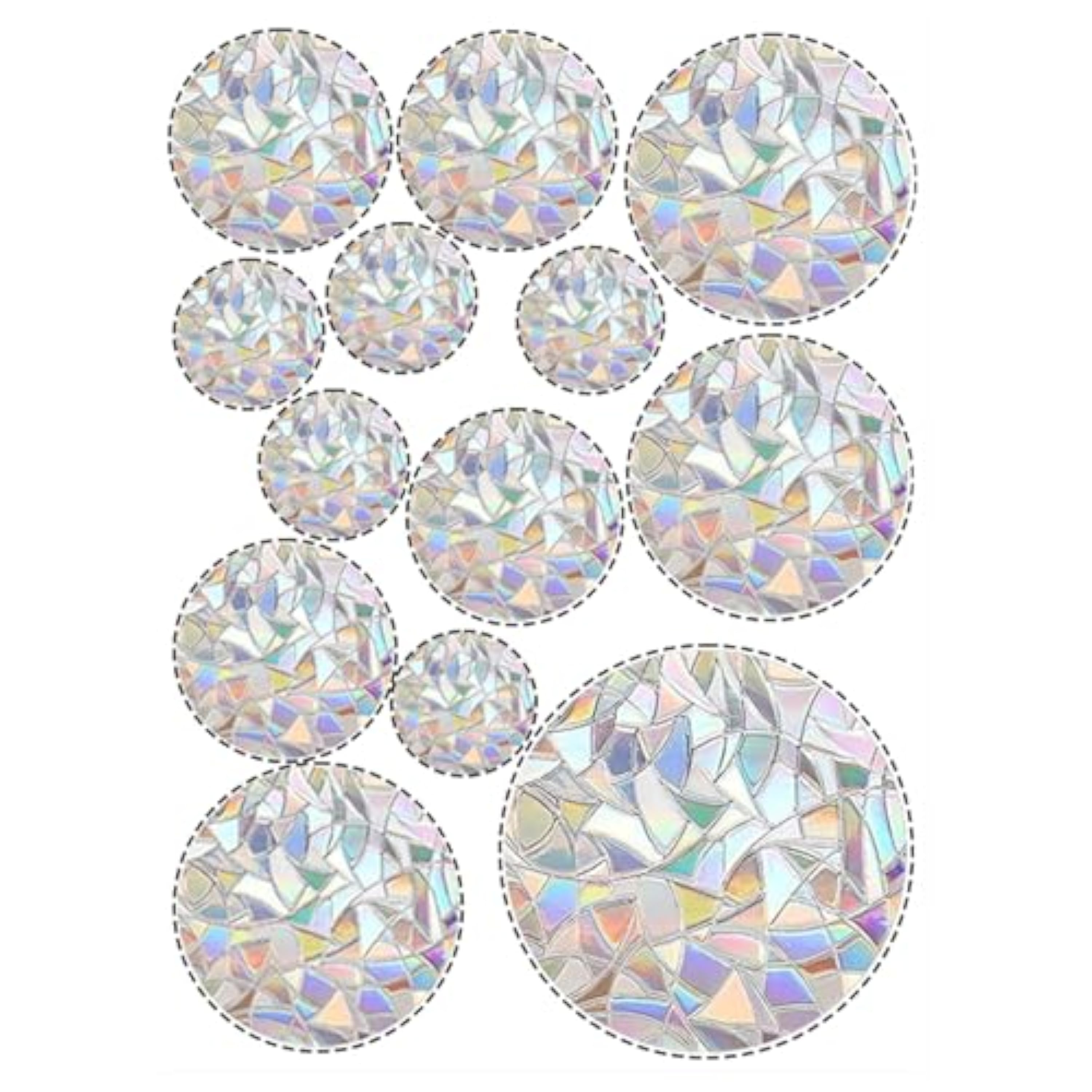 39 piezas de pegatinas de prisma para ventana – vinilo translucido para ventanas, protección para aves con pegatinas anti-colisión, decoración de vinilos para cristales en puertas y ventanas.