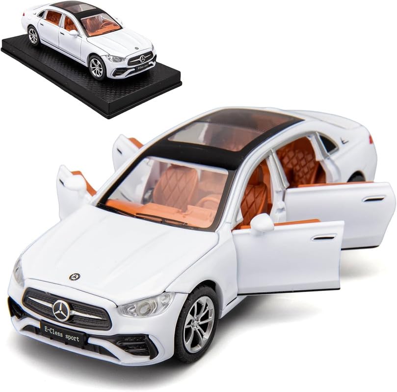 Image of Invite Enterprise 1:32 Scale Compatible Mercedes-Benz E300L Diecast Model Car - Zinc Alloy Collectible Toy With Pull-Back Action, Sound, And Light Features - Ideal Gift For Kids(White Color)
