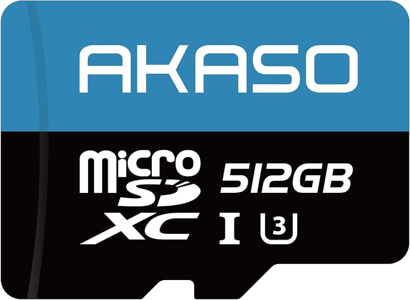 AKASO 512GB microSDXC U3 Memory Card - Up to 100MB/s, UHS-I C10, U3, Full HD, 4K UHD, MicroSD Card | UHS-I C10, U3, Full HD, 4K UHD, 5.7K UHD