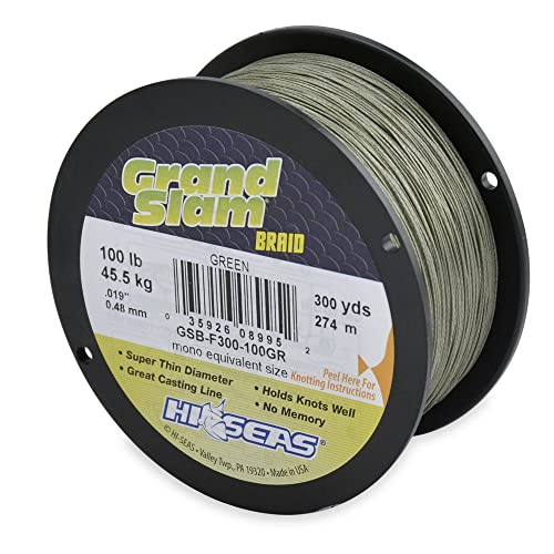 HI-SEAS Grand Slam Braid Fishing Line, 100lb / .019 inches diameter, Green, 300yd