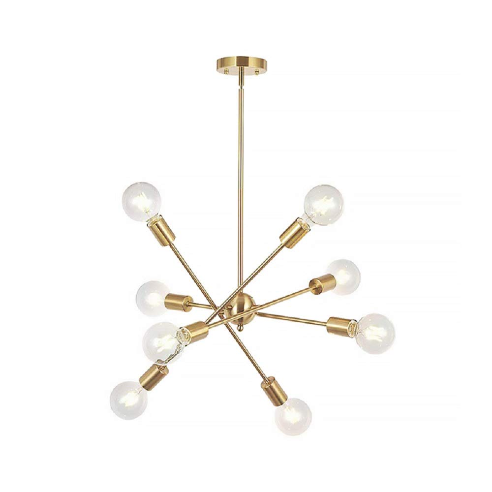 Lustre Sputnik doré 8 lumières idéal pour illuminer les grands salons sombres