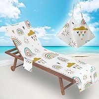 Housse De Chaise Longue De Plage SURWIN - Serviette Avec Poches, Anti-glisse