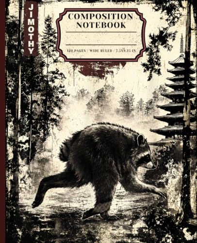 Raccoon Wide Ruled Composition Notebook: Japanese Ukiyo-e Animal Journal for Teen Girls, Adult Art Lovers, Nature Enthusiasts, Students & Daily Note Taking image 2
