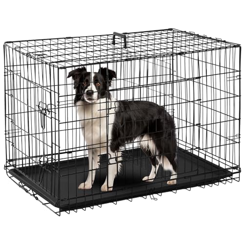FDW Cage Pliable 93x58x64 cm avec 2 Portes, Noir