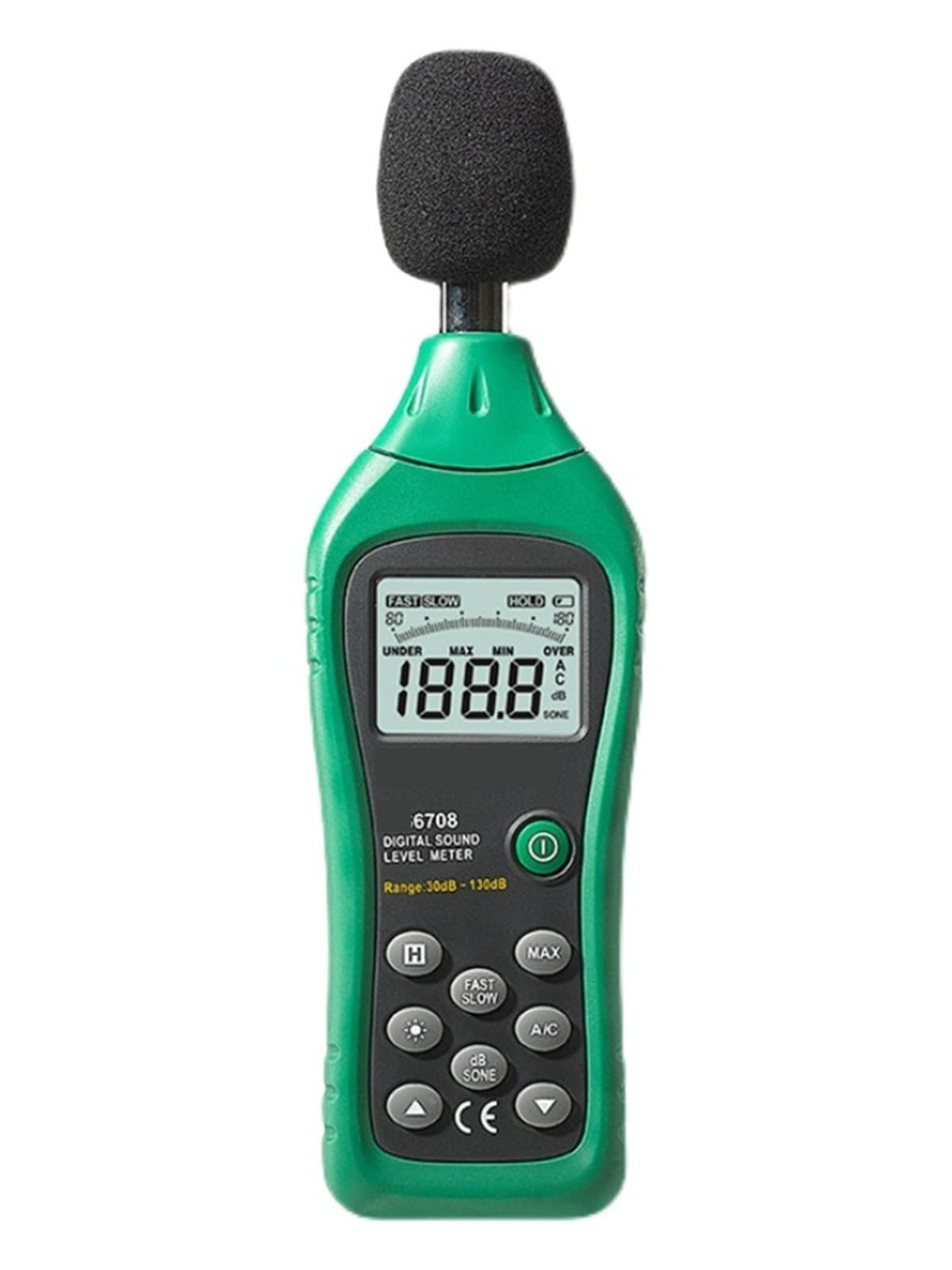 Medidor de Decibelios, Medidor de nivel sonido digital industrial portátil, comprobador decibelios, 30-130 dB, pantalla analógica con retroiluminación