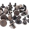 YORANYO 100 Sets Antique Copper Round Flat Head Chicago Screws for Leather Chicago Rivets Kit Button Studs Leather Rivets Chicago Screw for Leather Crafting Clothing Shoes Belts Bags 25/64 Inch #4