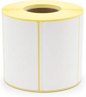 MD Labels Weiße Thermoetiketten auf Rolle 80 × 50 mm – 1.000 Stück, permanent haftend, selbstklebende Barcode-Etiketten zur Beschriftung