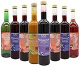 ERDBEER-DIREKTSAFT & RHABARBER-DIREKTSAFT & SCHLEHEN-DIREKTSAFT & HIMBEER-DIRETSAFT & SANDDORN-DIREKTSAFT & BLAUBEER-DIREKTSAFT: UnserDirektsäfte werden aus heimischen Früchten frisch gekeltert und nur durch Erhitzen haltbar gemacht. Jede Pressung variiert abhängig von Sorte und Reifegrad der Früchte im Geschmack und Farbton, nachträgliche Trübungen sind möglich und unterstreichen die Natürlichkeit unserer Säfte und den Verzicht auf Zusatzstoffe.