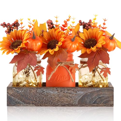 Mason Jar Fall Thanksgiving Table Decorations, Centerpieces for Tables
