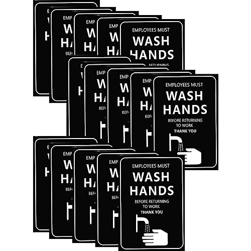 Image of CVANU Employees Must WASH HANDS Before Returning to Work Warning Safety Self-Adhesive Waterproof PVC Vinyl Sign Sticker Size (11.7inchX8.3inch) Pack of 15