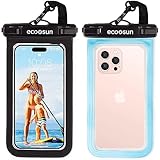 Eco Sun Waterproof Phone Pouch (2-Pack) — Designed in Hawaii — Case Fits All iPhones (incl. 16 Pro Max), Samsung Galaxy S24 Ultra & More Black/Blue