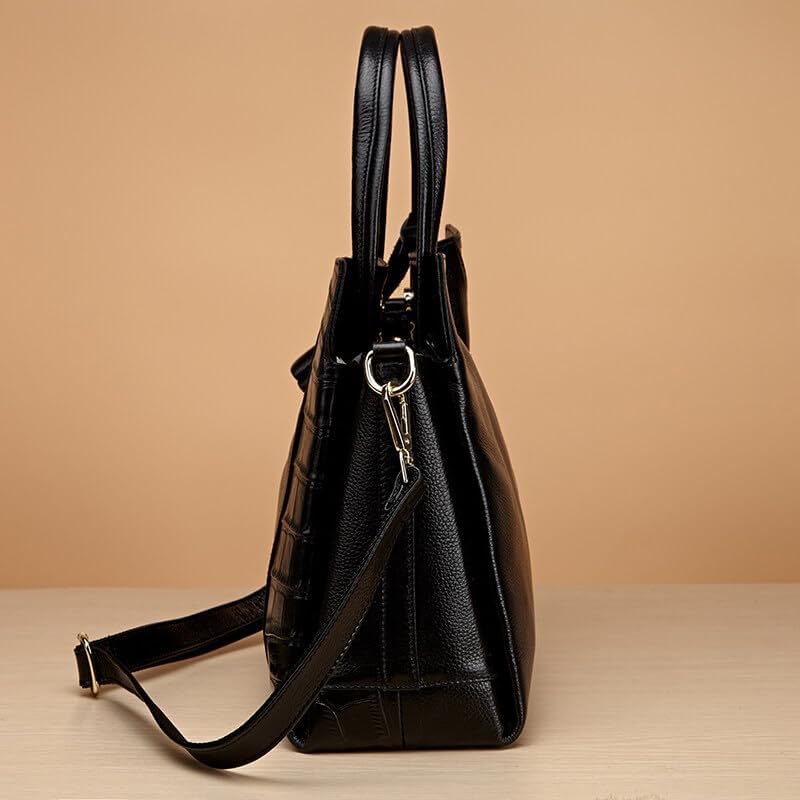 Genuine leather crocodile pattern women's handbag with large capacity cowhide one shoulder crossbody bag