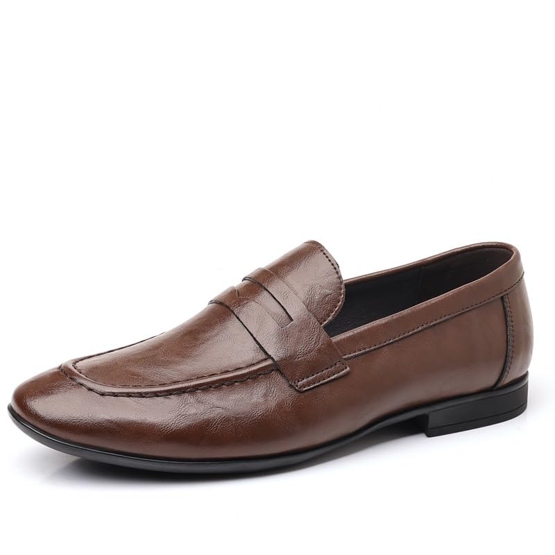 Men's Loafers Shoes Round Toe Faux Leather Apron Toe Penny Loafers Resistant Flexible Comfortable Classic Fashion Slip On