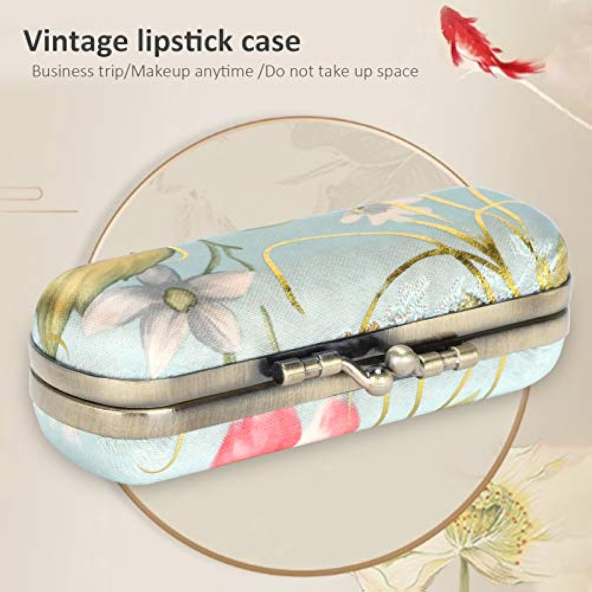 Vintage Lipstick Case with Mirror, Compact Organizer