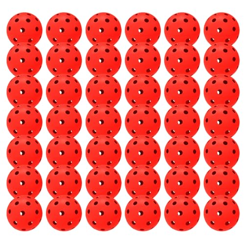 Spunspon 42 Pack Pickleball Balls, 40 Holes Outdoor Pickleballs, High Elasticity & Durable Pickle Balls for All Style Pickleball Paddles, Red