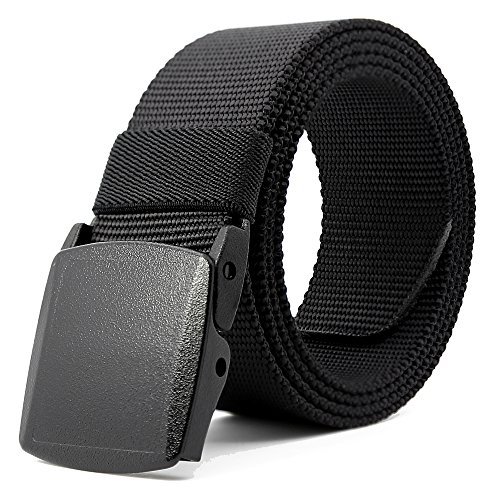 Kusun Nylon Correa Transpirable Hombres Aire Libre Impermeable Cinturón Cinta Hebilla De Plástico YKK 53,1" (Negro 01-53"(135cm))