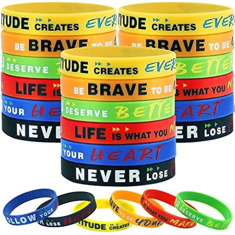 48 pieces Motivational Silicone Elastic Wristbands Sports Football Party Activity Rubber Wristband Bracelets Cover
