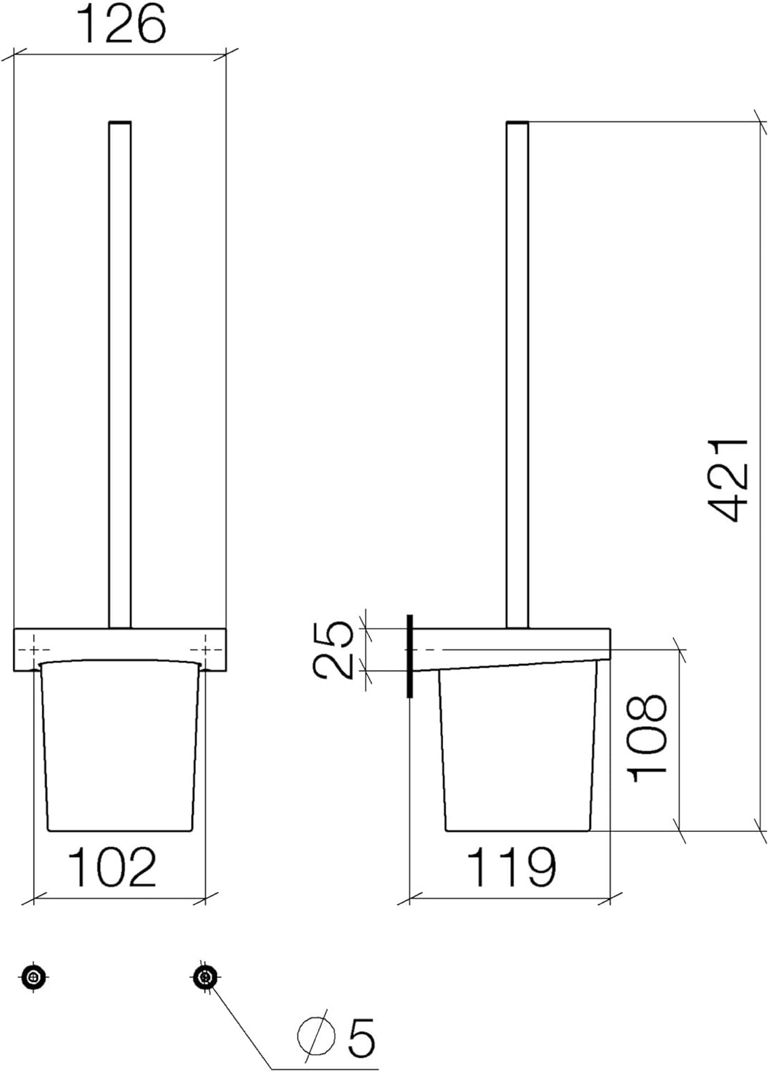 Toilet brush set wall-mounted - Brushed Platinum