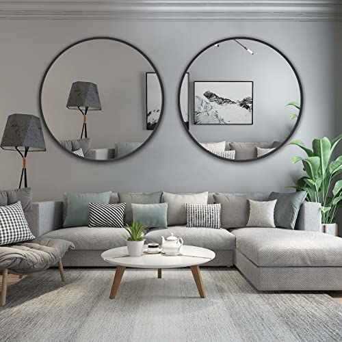 ISTRIPMF Round Mirror Black, 30 Inch Circle Mirror for Wall with Metal Framed, Wall Mounted Circular Mirror Tempered Glass for Bathroom, Bedroom, Living Room, Farmhouse - Image 2