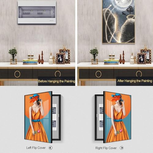 Boîte de distribution apparente cachée par un tableau décoratif