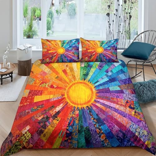 Style astronomie vintage parure de lit soleil lune microfibre 220x240 - 4