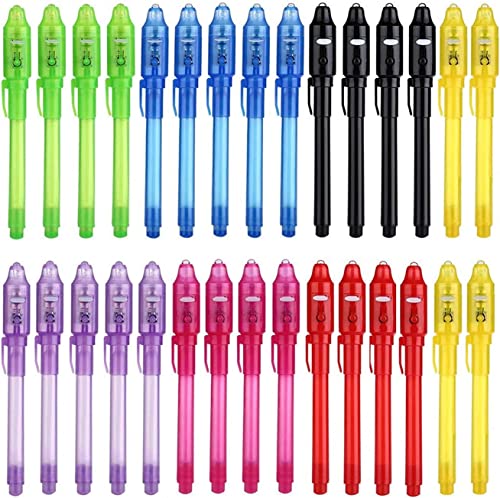 DazSpirit 30 Pack Invisible Ink Pens with UV Light, Classroom Prizes, Treasure Box Fillers, Prize Box Toys, Goodie Bag Stuffers, Spy Party Favors for Kids 8-12, Secret Message Pens