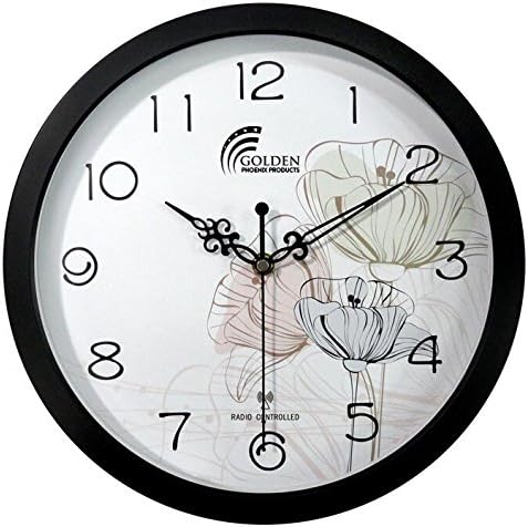 12 Inches Wall Clock , Best Designer Radio Controlled Clock , Black Frame with Acrylic Lense ; Decor Clock & Modern / Decorative / Fancy / Art and Atomic Clock For Living Room / Bed Room / Office