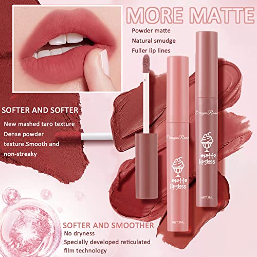 3 Colours Nude Matte Lipstick Set,24 Hour Superstay Natural Nude Lip Glazes Velvet Air Moisture Smooth Crayon Lip Stain ,Ultimate Nourishing Color Stick Lip Glaze,Long Lasting Waterproof Lip Gloss Lipstick For Women Makeup(Set D) #TOP2