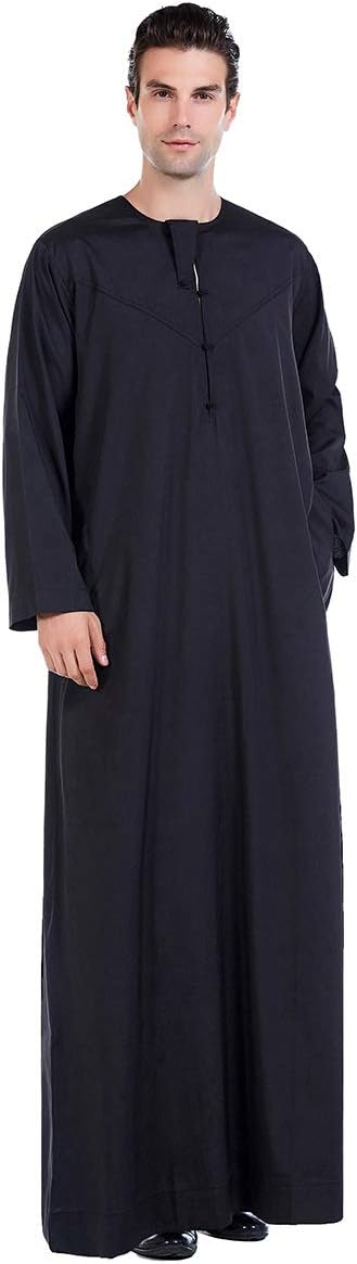 Men's Muslim Clothes Durable Kaftan Robe Dubai Long Gown Ethnic Clothes,1pc Soft Robe