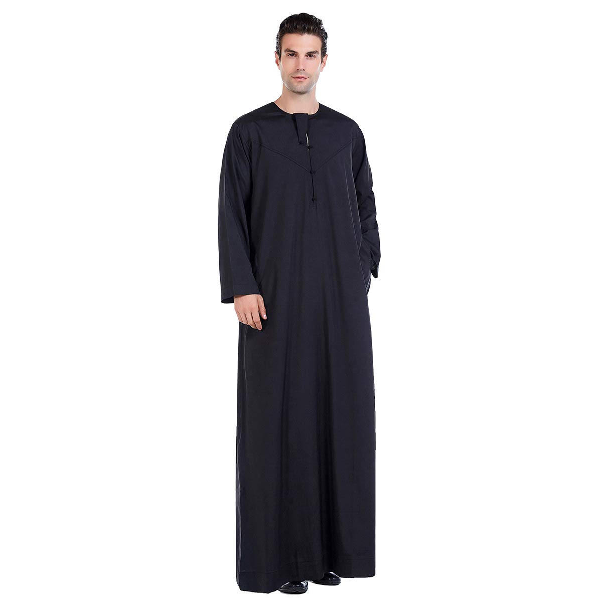 LenmipotMen's Muslim Clothes Durable Kaftan Robe Dubai Long Gown Ethnic Clothes,1pc Soft Robe