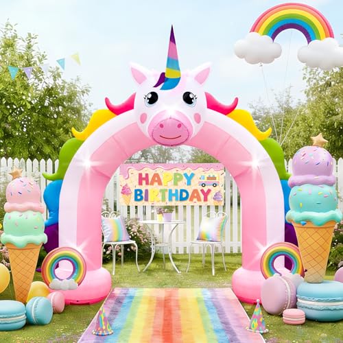 10FT Inflatable Unicorn Arch Outdoor Decorations Giant Blow Up Unicorn
