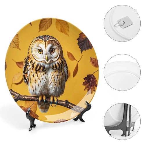 Plato decorativo Owl Branch de porcelana Bone China 10 pulg miniatura 4