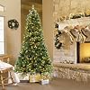 GOLFAME 7FT Pre-Lit Artificial Christmas Tree, Decorative Hinged Xmas Tree with 700 LED Lights, 1188 Branch Tips, Upgraded Metal Stand, Christmas Holiday Tree for Home Office Party