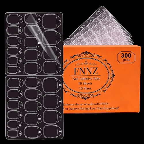 FNNZ 15 Sizes Nail Adhesive Tabs, 300Pcs 0.3MM Pro Max Sticky Nail Tabs