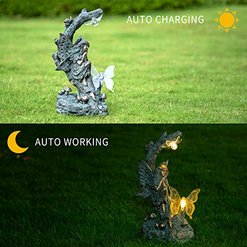 Meditating Buddha Statue 6.12Inch Buddha Serene Decorative Sitting- Solar Fairy Garden Statue - Large Outdoor Figurine Garden Decorations With Solar Lights, Fairy Outdoor Garden Sculptures & Statues #TOP2