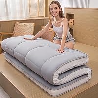 MAXYOYO Futon Matratze, Gepolsterte Japanische Bodenmatratze Gesteppte Bett Matratzenauflage, Extra Dicke Faltbare Isomatte Atmungsaktive Bodenliege Gästebett Camping Couch (Grau1, 90 x 190 cm) – Ansicht 2