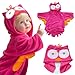 Asciugamano Con Cappuccio Neonato - Morbido Accappatoio Poncho in Spugna (gufo rosa) immagine