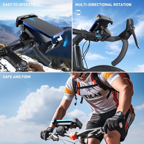 Image of Generic TEKING Bike Phone Holder, Motorcycle Phone Mount [Upgraded Lock Button & 360 Rotatable Reinforce Base] - Bicycle /Motorcycle Handlebar Clip Suitable for 4.7 inch inch - 7 inch inch Smartphones, Black