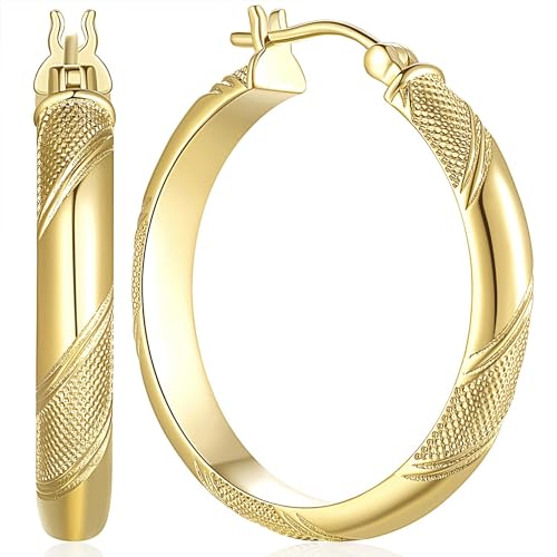 Gold Hoop Earrings 14K Gold Hoops Earrings For Women Large Thick Women’s Hoop Earring for Women Modern Elegance 25/30MM