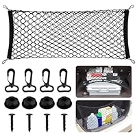 Kofferraumnetz GepäCknetz Auto, 90 X 30 cm Kofferraum Netz, Hochelastisches Kofferraumnetz Auto mit 4 Haken, Universell, Nylon, für die Meisten Autos SUV Wohnwagen, Pickup, LKW, Anhänger, Boot